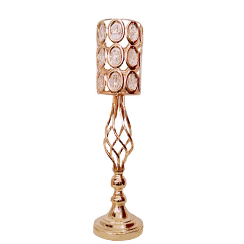 热销铁艺电镀金色婚礼道具婚庆酒店桌花花架麻花烛台装饰代发