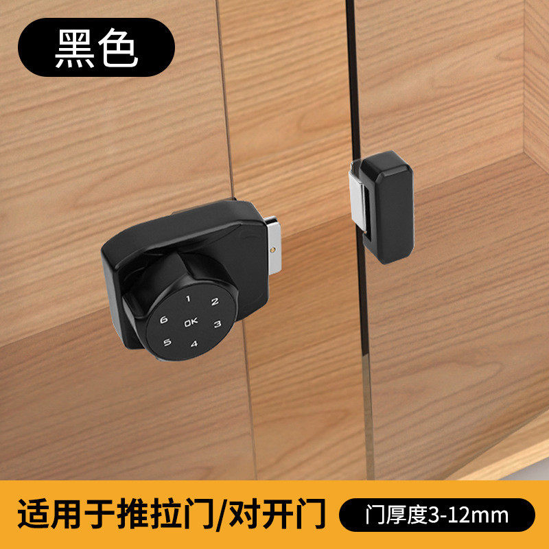 免开孔有双开玻璃门锁密码锁展示柜铝合金框无框猫宠物柜烟酒柜锁