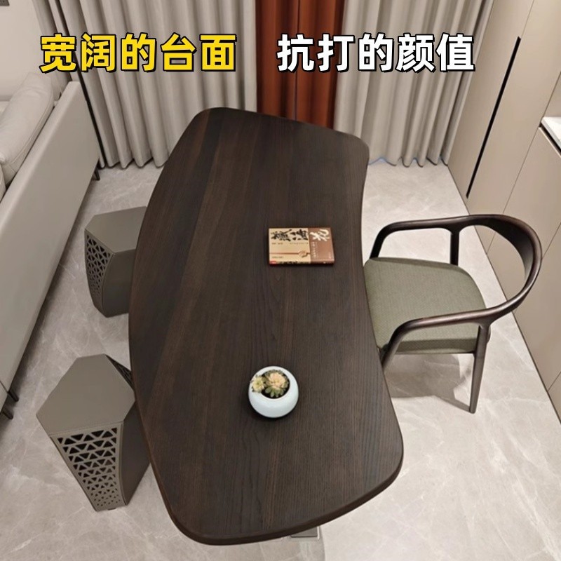 北欧烤漆书桌实木老板办公桌简约家用写字台异形书法桌书画桌包邮