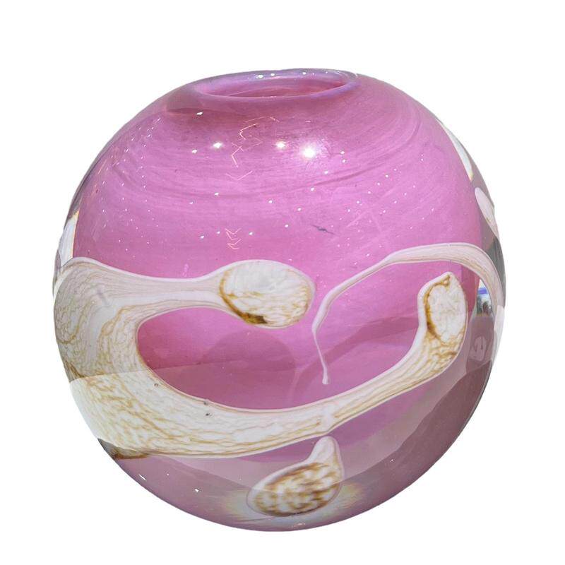 粉色厚重桌面彩琉璃小花瓶炫玻璃摆件工艺品家居装饰品花器