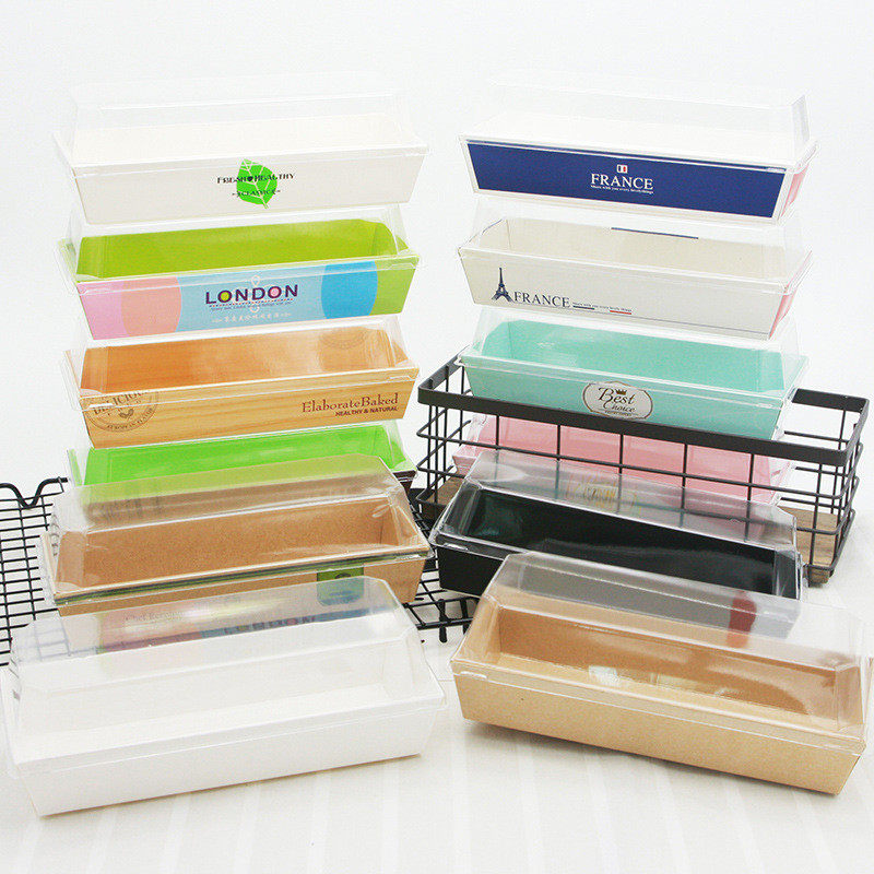 三明治包装盒 班戟热狗泡芙蛋糕毛巾卷肉松小贝 烘焙纸塑 长方形