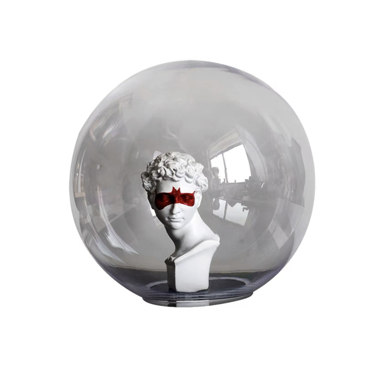 北欧水晶罩样板间红眼大卫希腊人物雕塑摆件桌面手绘艺术软装饰品