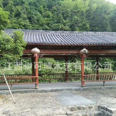 防腐木文化户外长廊廊桥古建戏台走廊廊架廊亭景观公园农村