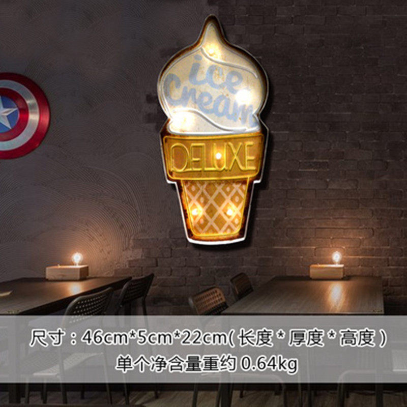 loft美式复古铁艺壁饰led灯墙饰咖啡店画家居个性装饰品铁皮酒吧