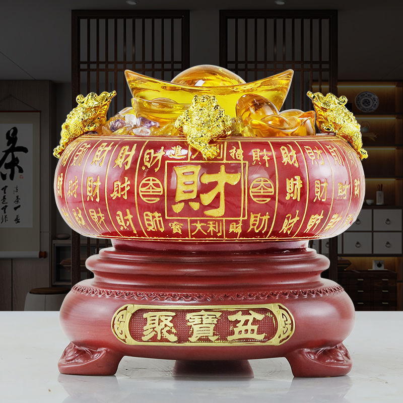 热销财富聚宝盆装饰家用客厅玄关聚财米缸存钱罐家居店铺柜台招财