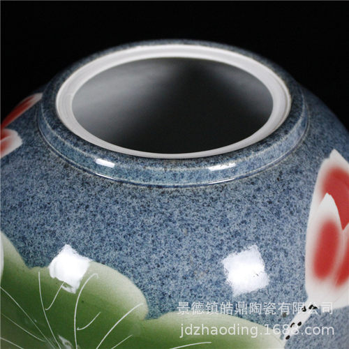 热销批发陶瓷米缸大号带盖家用50/100斤储物罐老式水缸泡菜坛