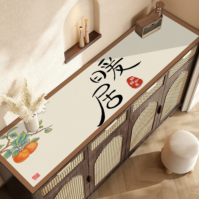 新国风硅藻泥电视柜桌垫长条入户鞋柜台面保护垫可裁剪餐边柜桌布