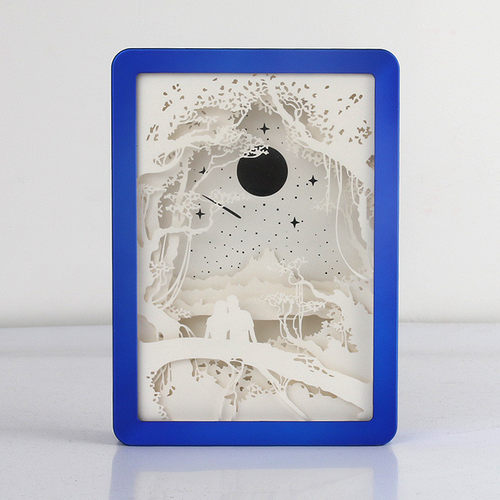 厂家批发浪漫情侣光影纸灯纸灯3d立体创意叠影相框小夜灯