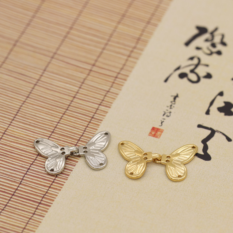中式扣子金属盘扣蝴蝶对扣国风汉服上衣旗袍连衣裙披肩搭扣钩扣