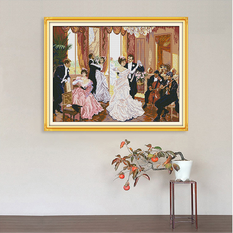 欢乐99十字绣家庭自欧式客厅人物系列装饰挂画大幅舞会绣布艺代发