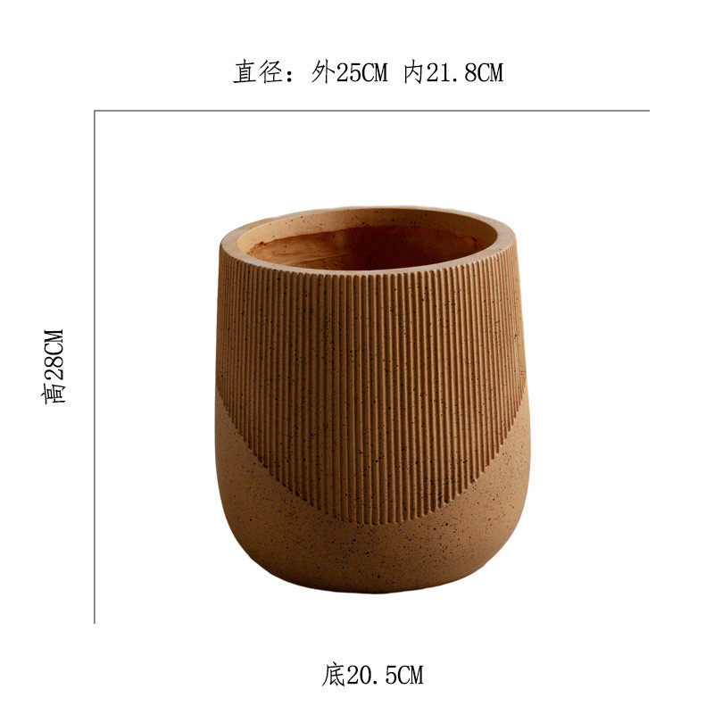 高级落地大口径花盆琴叶榕橡皮树轻奢镁泥绿植盆商场酒店装饰花器