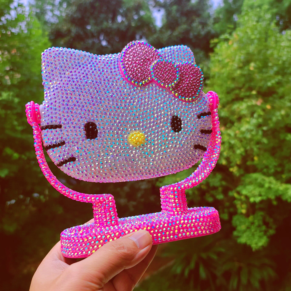 创意镶钻镜随身便携折叠化妆镜台式学生宿舍卡通镜子女迷你补妆镜