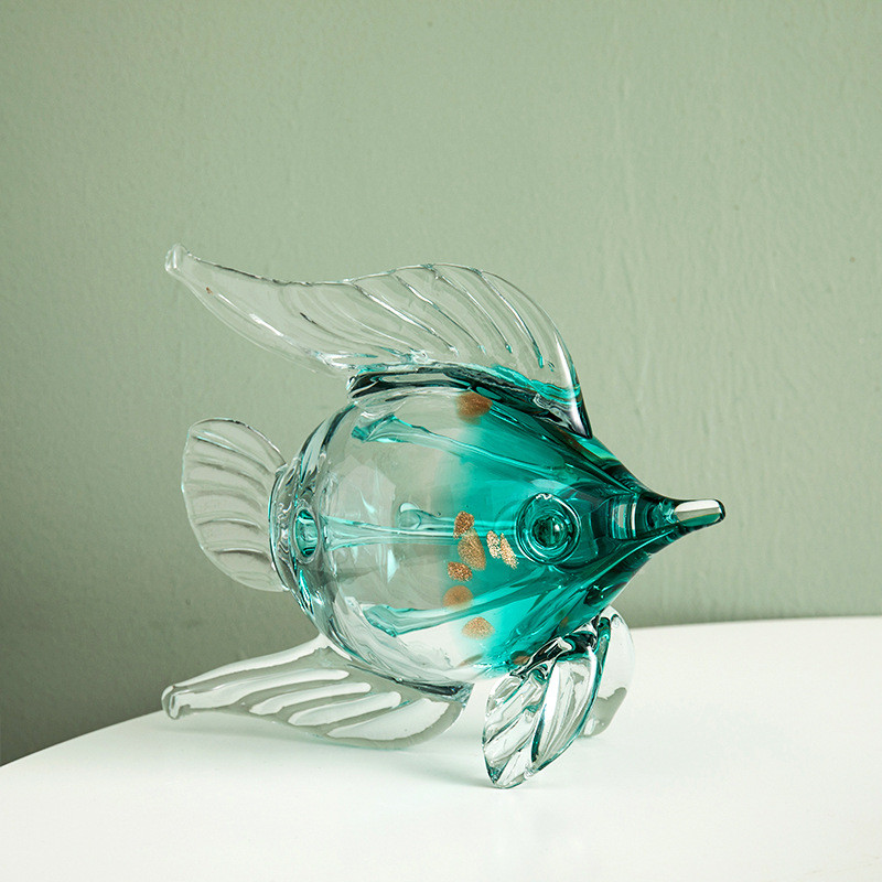 玻璃鱼家居摆件创意电视柜客厅装饰水晶摆设工艺品送礼招财摆件