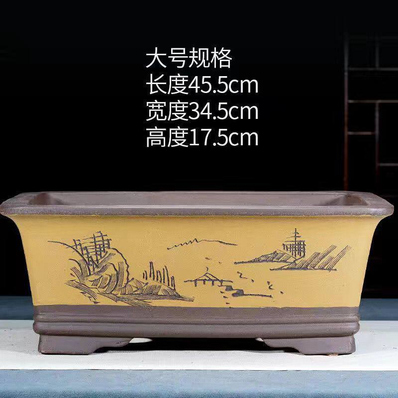 紫砂陶盆特大号马槽长方形盆景花盆大号陶瓷花盆批发代销