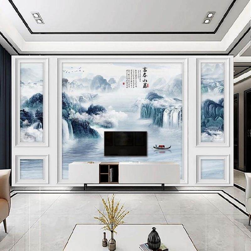 新中式拼接竹木纤维集成墙板电视背景墙客厅大气护墙板快装3d高光