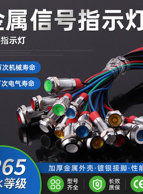 LED金属指示灯6/8/10/12/双/三色小型电源工作信号灯红黄绿蓝白色