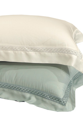 26x8欧式60支天丝枕套一对白色凉爽顺滑纯色镂空枕头罩48*74cm夏