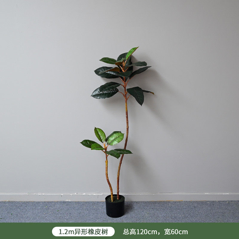 仿真假网红橡皮树绿植盆栽彩叶玉兰造型植物商场橱窗摆件厂家直售