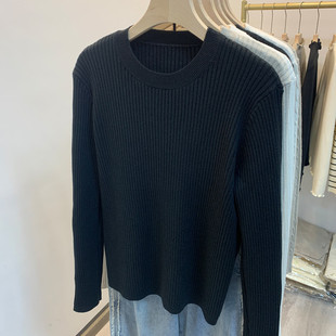 显瘦正肩圆领打底衫女秋保暖毛衣内搭长袖t恤黑色