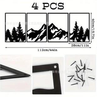 金属工艺品铁艺壁饰美式4件套简约金属山墙装饰方形雕塑装饰