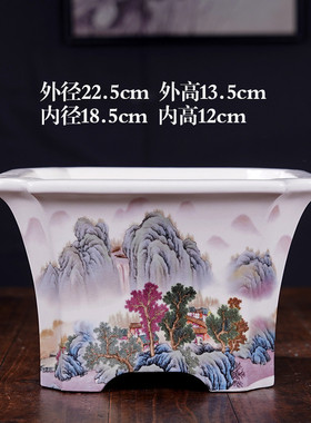 花盆陶瓷批发大号四方六方形贴画彩绘花盆室内绿植盆栽盆北欧简约