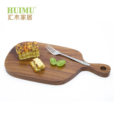 胡桃托盘手柄托盘黑胡桃披萨盘木质托盘家用牛排板披萨盘西餐盘