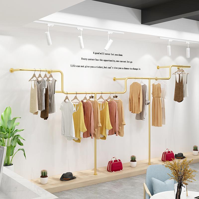 服装店展示架网红上墙壁挂式衣架女装店铁艺金货架童装店陈列道具