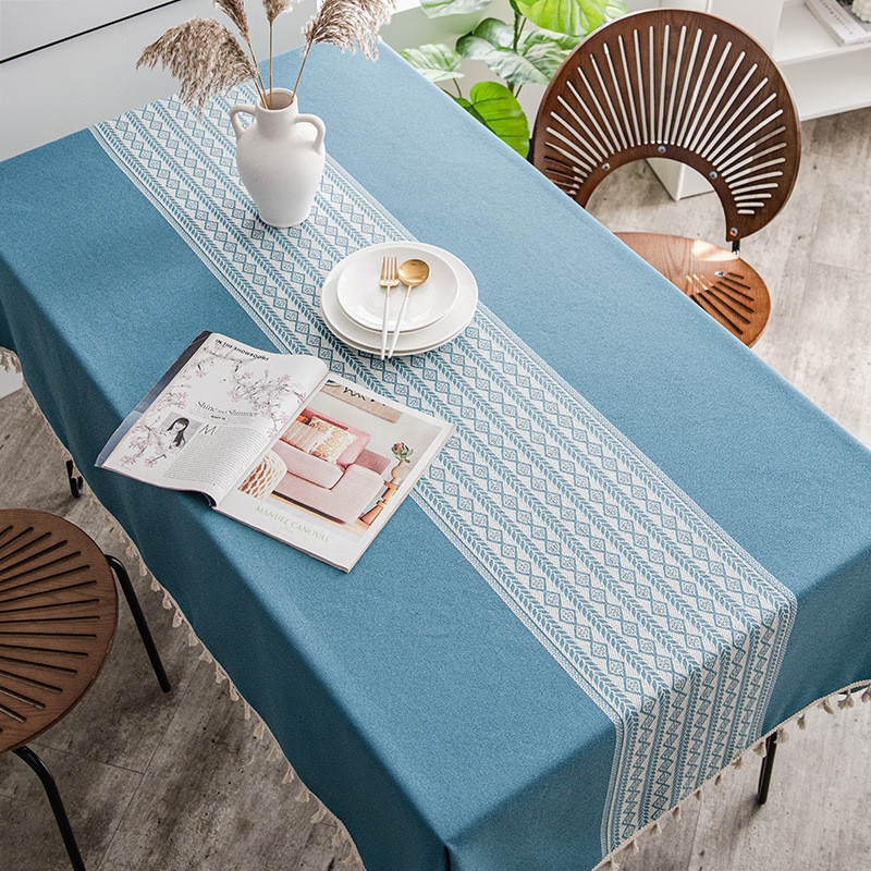 桌布布艺棉麻小清新北欧简约现代高级感轻奢饭桌长方形茶几台布