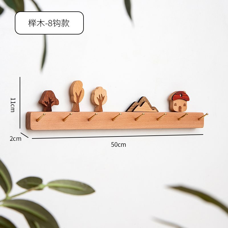 f^挂衣架壁挂墙上入户玄关钥匙挂钩衣帽钩实木创意可爱免打孔挂衣