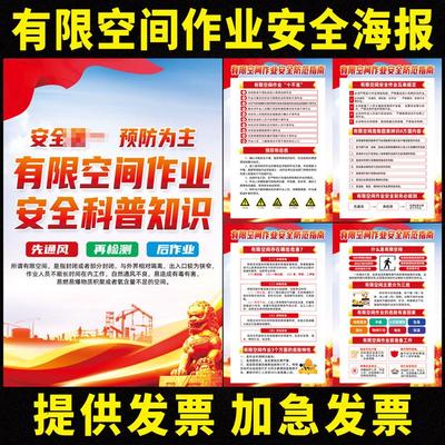 企业有限空间作业安全宣传画工厂车间标语挂图安全生产月海报展板
