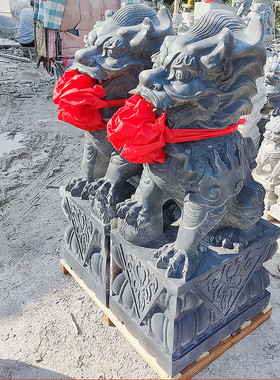 2025石雕麒麟汉白玉龙爪款一对别墅庭院祠堂酒店大门口青石麒麟摆