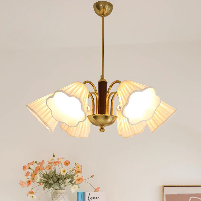 全铜法式复古客厅灯北欧简约美式温馨中古奶油风卧室吊灯餐厅浪漫