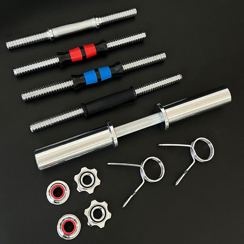 哑铃杆双保险点读钢螺母丝光杆健身房变杠铃连接器配件实心铸铁