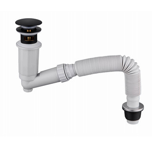 hideep下水器提篮铜弹跳水口带溢式哑黑色陶瓷盆和玻璃盆共用