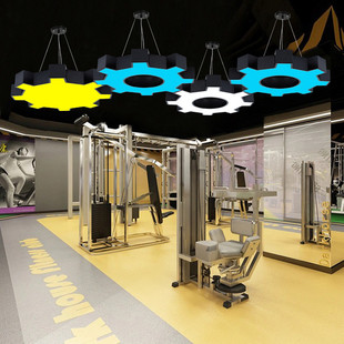 齿轮吊灯工业风创意个性 健身房科技感网咖幼儿圆六边形拼接造型灯