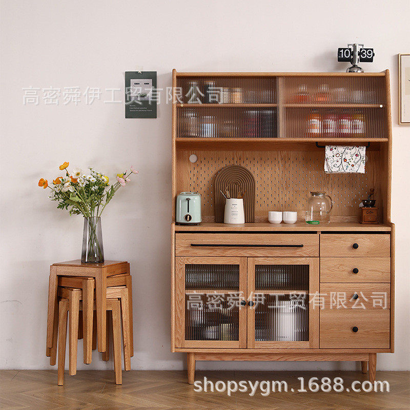 舜伊实木餐边柜北欧原木橡木收纳储藏靠墙置物柜酒柜碗柜茶水柜,住宅家具,餐边柜,淘宝优惠券,粉丝福利购,淘宝优惠卷
