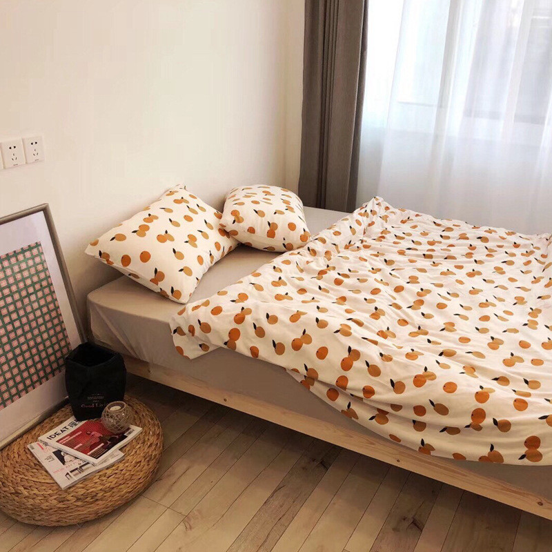 ins针织棉印花棉棉质四件套小枇杷可爱的小法斗亲子床上用品
