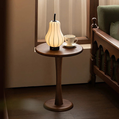 复古实木创意圆边几家用小户型极简可移动沙发阳台床头柜置物茶桌