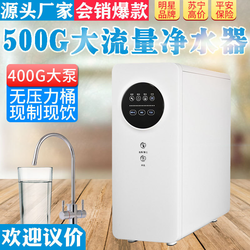 500G净水机家用直饮 RO反渗透净水器 厨房自来水双出水无桶纯水机