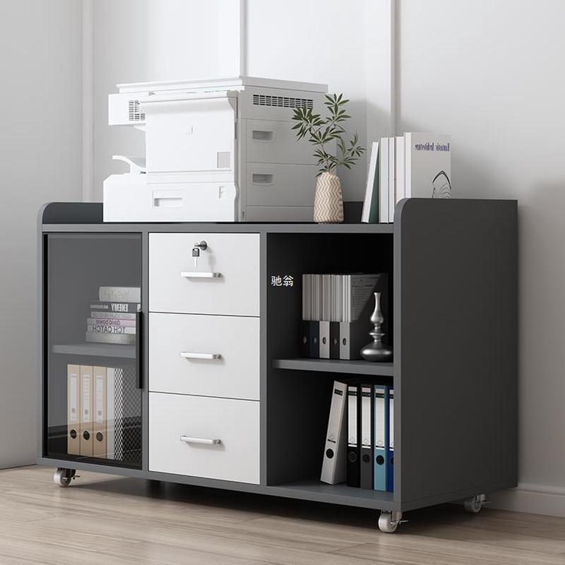 H包安装打印机柜茶水柜矮柜文件柜办公柜边柜侧柜玻璃门移动柜落
