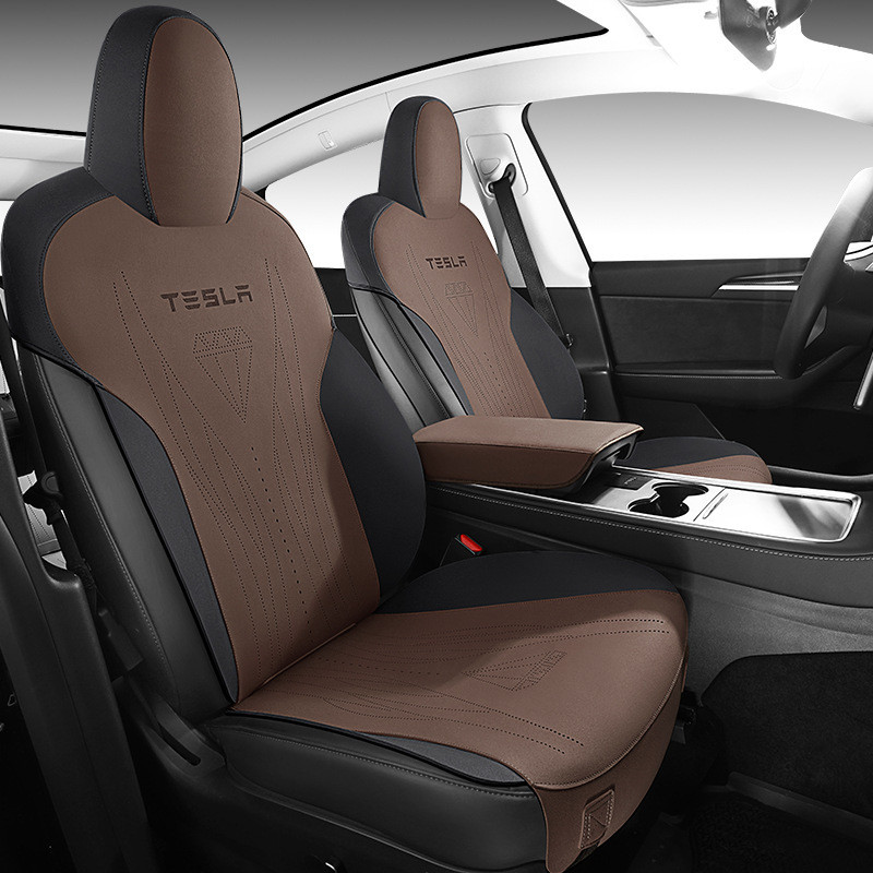 高档专车专用ModelYModel3马鞍垫汽车坐垫翻毛皮透气轻奢