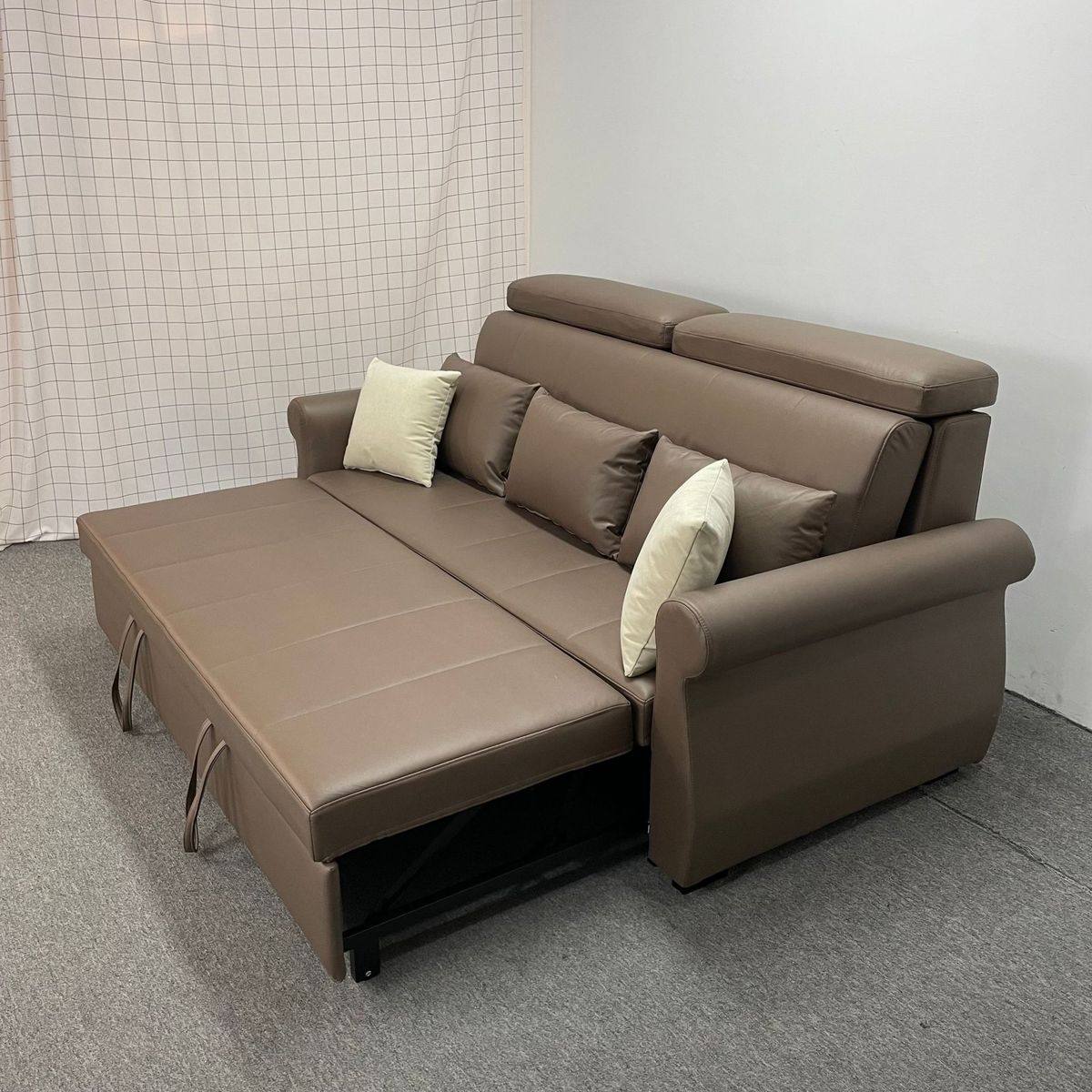 热销棕色科技布双人沙发多功能沙发床大床模式变换卧室客厅两用休