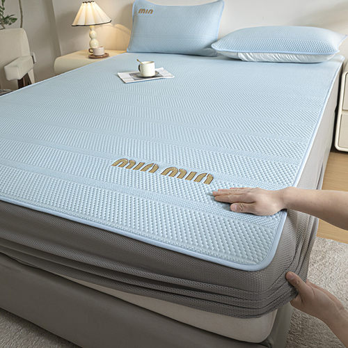 2n夏季天豆豆冰丝凉席三件套床笠机床单人空调软席垫子可新款