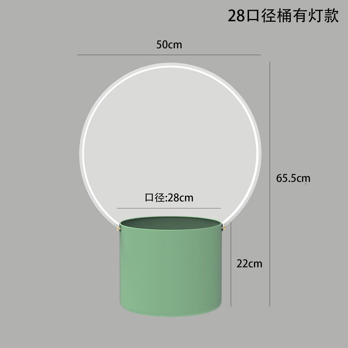 28口径带灯新中式蝴蝶兰花盆冬青银柳铁艺花插花新年福桶金属年宵