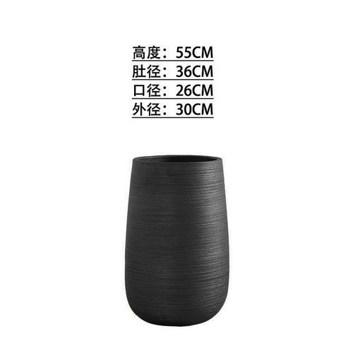 景德镇北欧式花盆酒店创意落地客厅简约绿植装饰摆件大号黑色花瓶