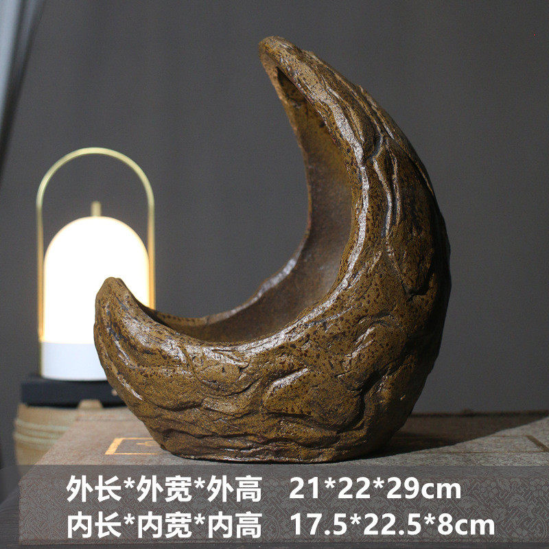 紫砂花盆异形盆手工盆盆景南蛮盆月亮盆柴异形悬崖盆桌面创意盆栽