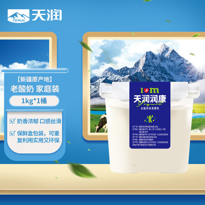 新货Terun新疆天润老酸奶低温原味固态希腊纯酸牛奶大桶1公斤润康