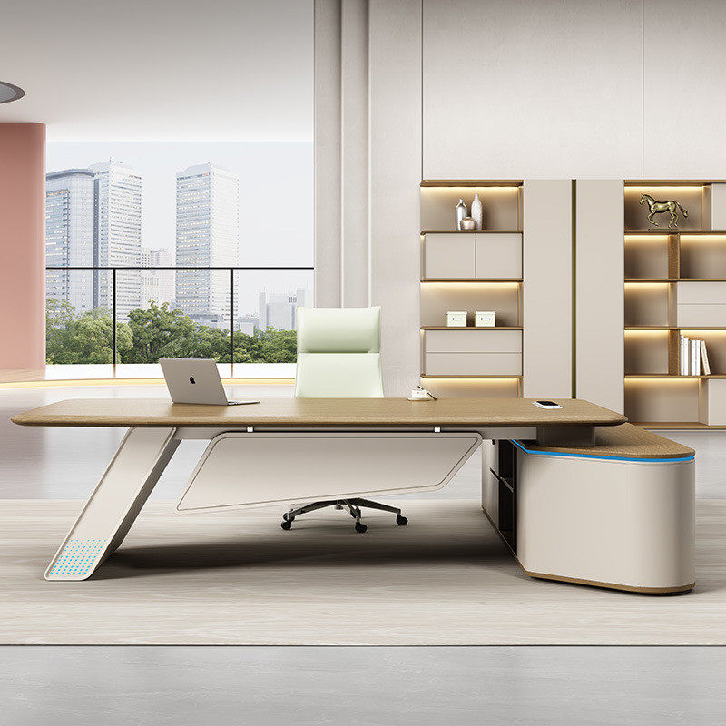轻奢办公桌简约现代老板桌桌椅组合经理主管办公室家具吸塑大班台