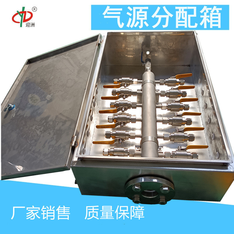 迎洲气源安装分配器厂家可定YZFC-12路不锈钢气源分配箱双排走气