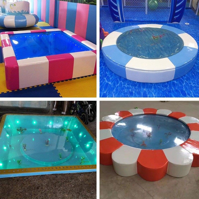 淘气堡玻璃钢水床LED彩灯方形圆形水袋 蹦蹦床水床儿童乐园冰爽垫
